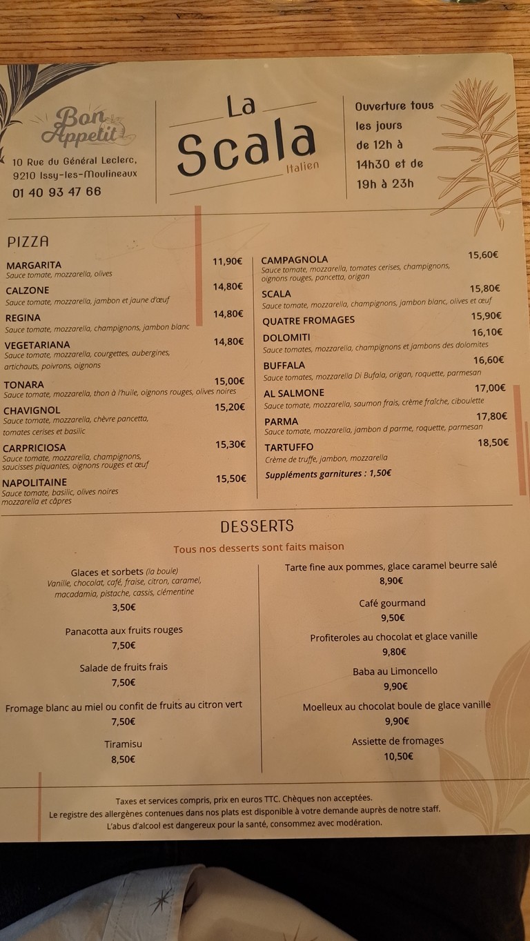 La Scala menu 2