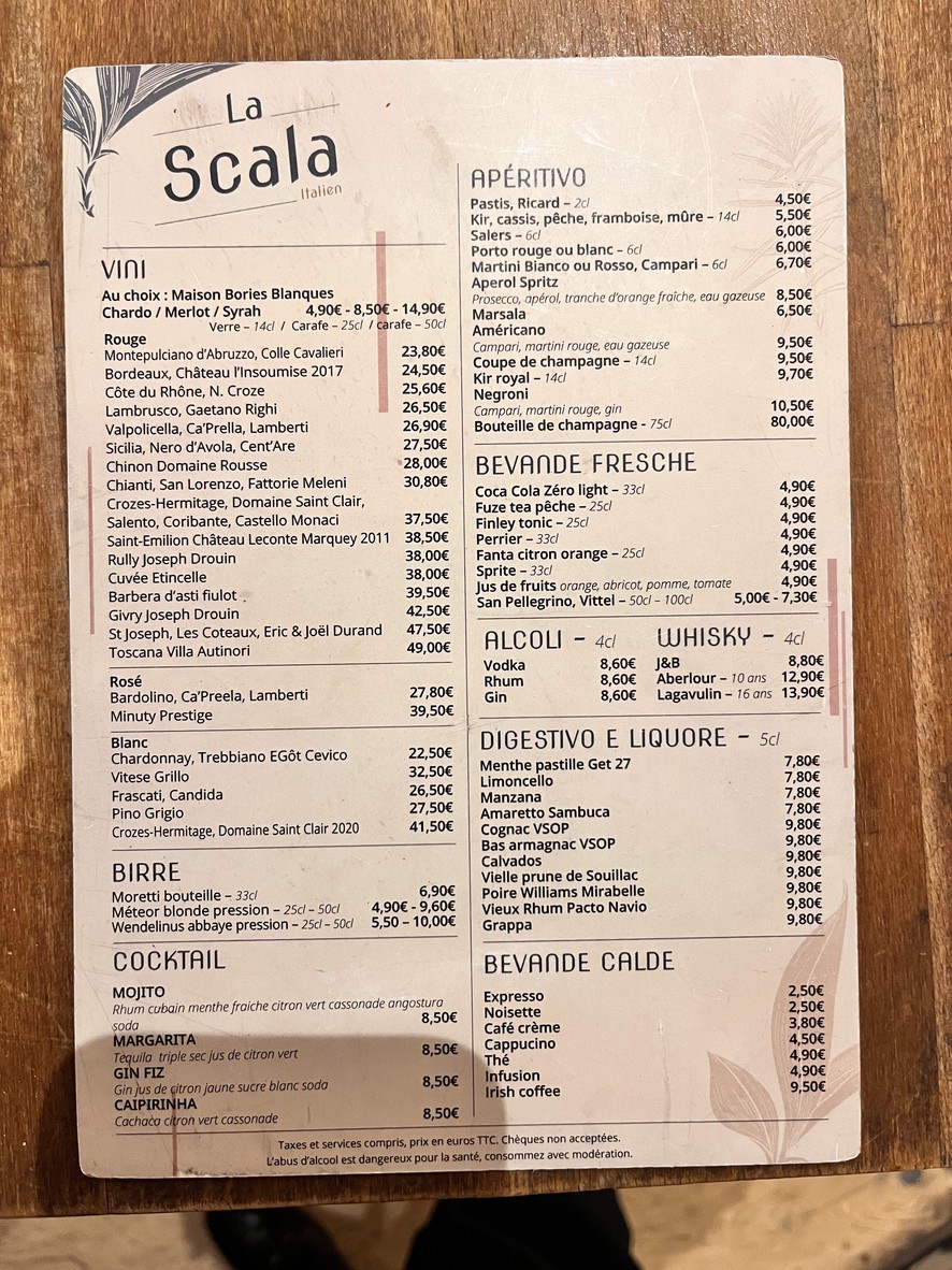 La Scala menu 3