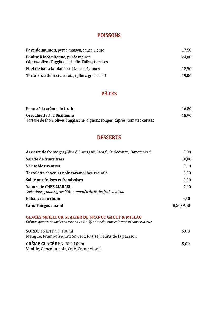 Chez Marcel menu 2