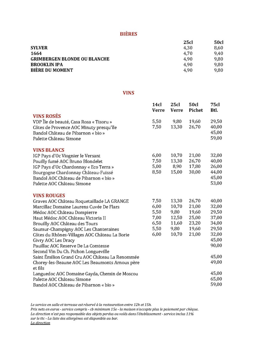 Chez Marcel menu 3