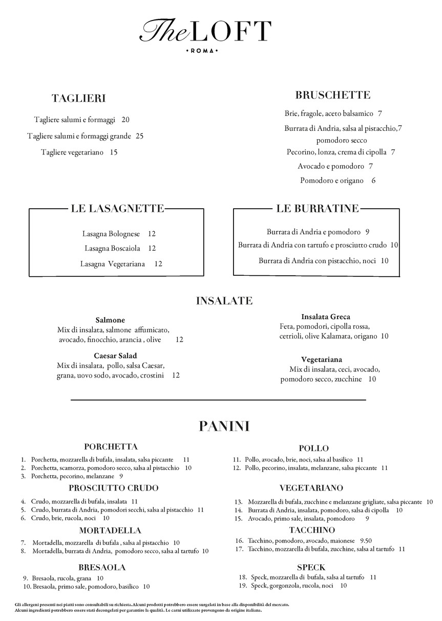 THE LOFT Colazione, Brunch & Pizza Dinner vicino San Pietro menu 1