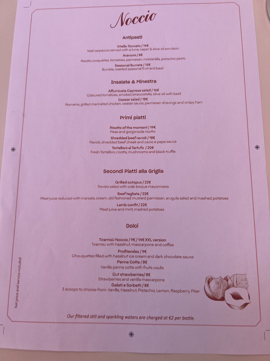 Noccio La Défense menu 1