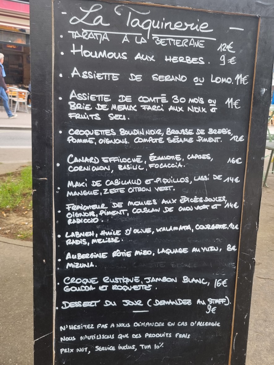 Le Verre Taquin / La Taquinerie menu 1