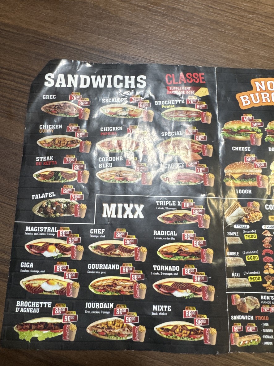 Panini Jourdain menu 1