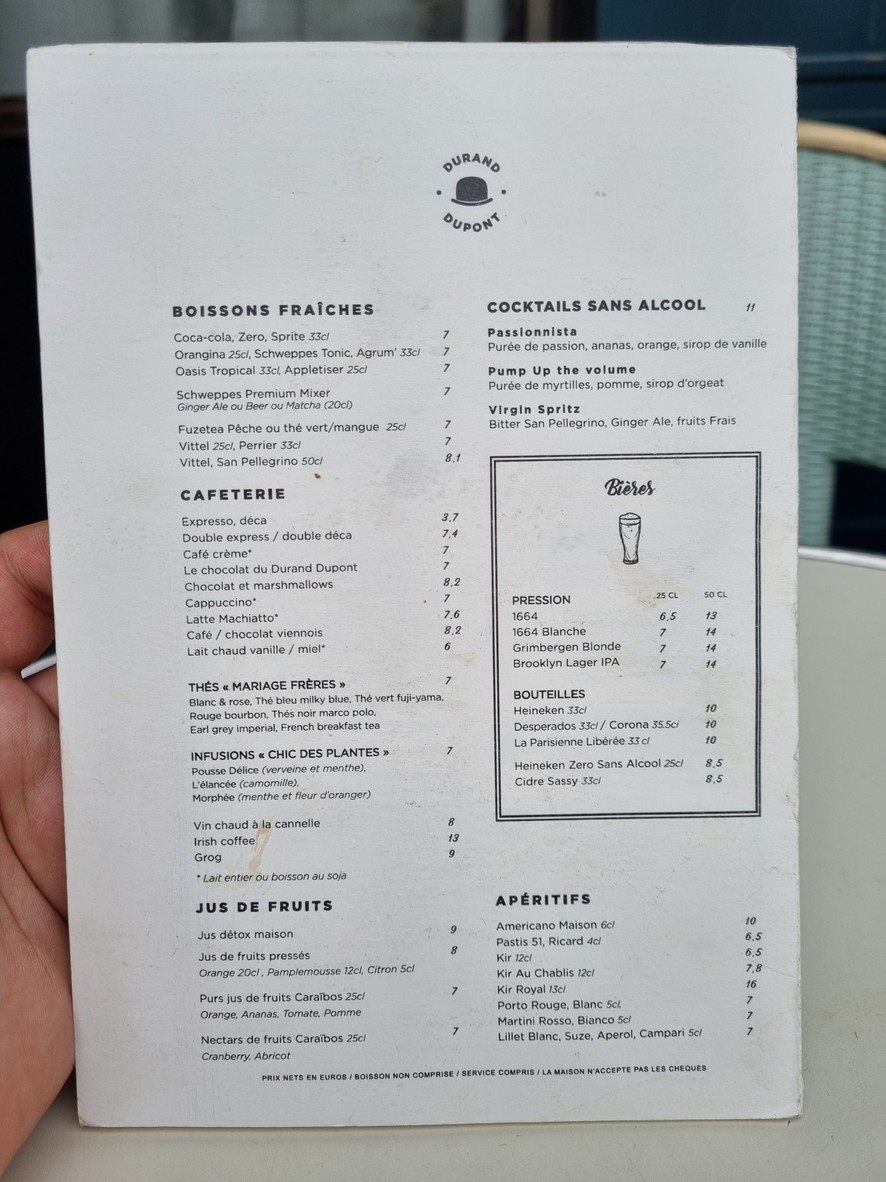 Durant Dupont menu 4