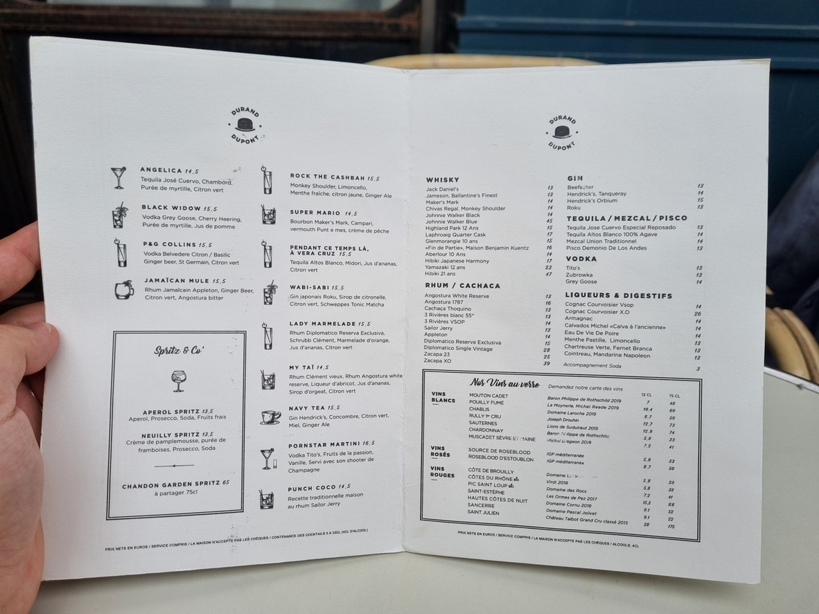 Durant Dupont menu 5