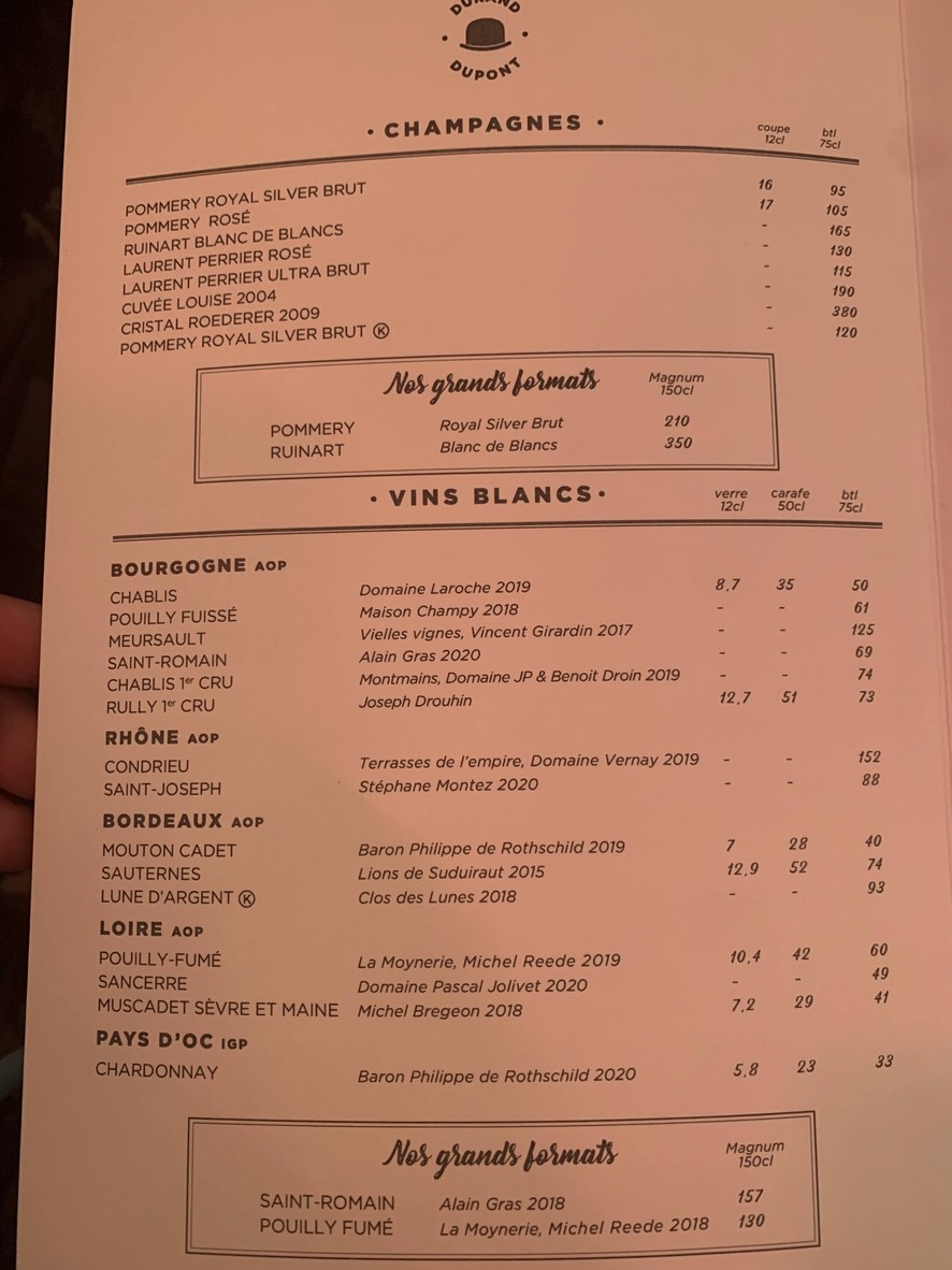 Durant Dupont menu 6