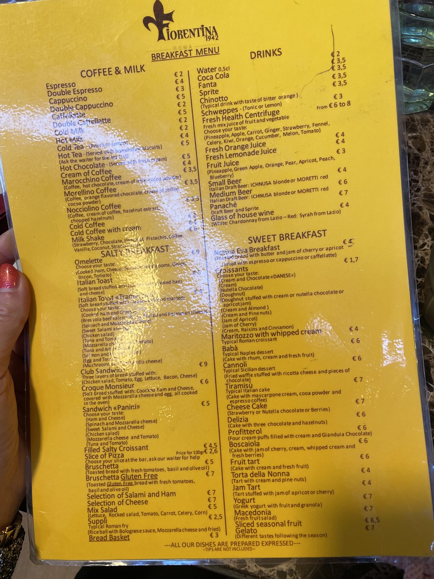 La Fiorentina menu 3