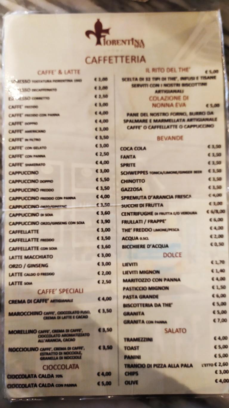 La Fiorentina menu 4