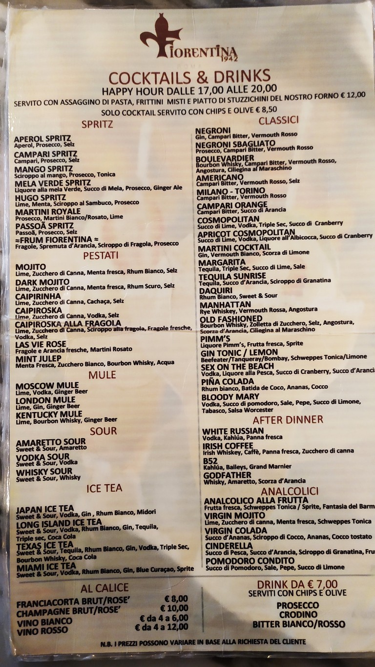 La Fiorentina menu 5