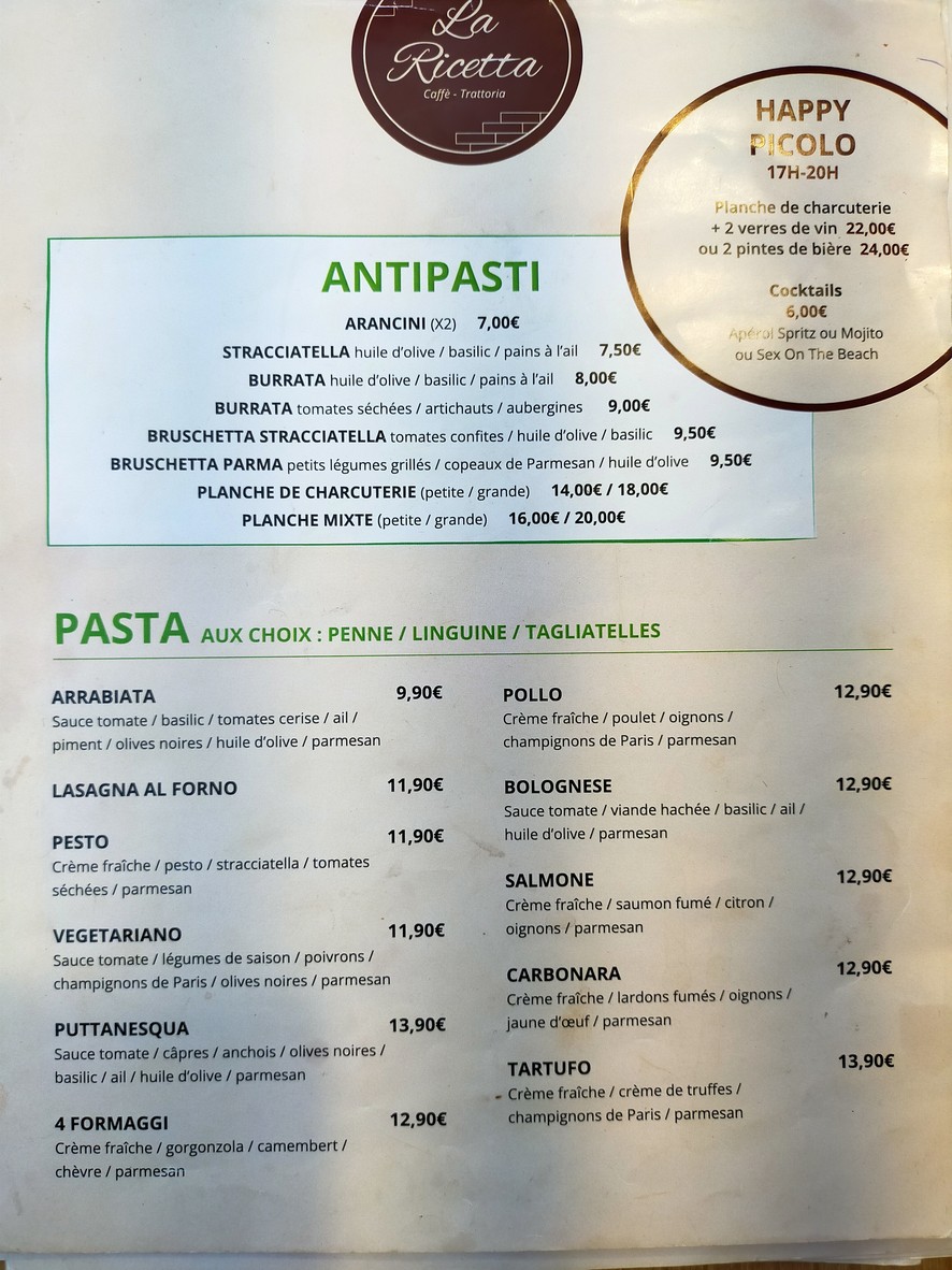 La Ricetta menu 2