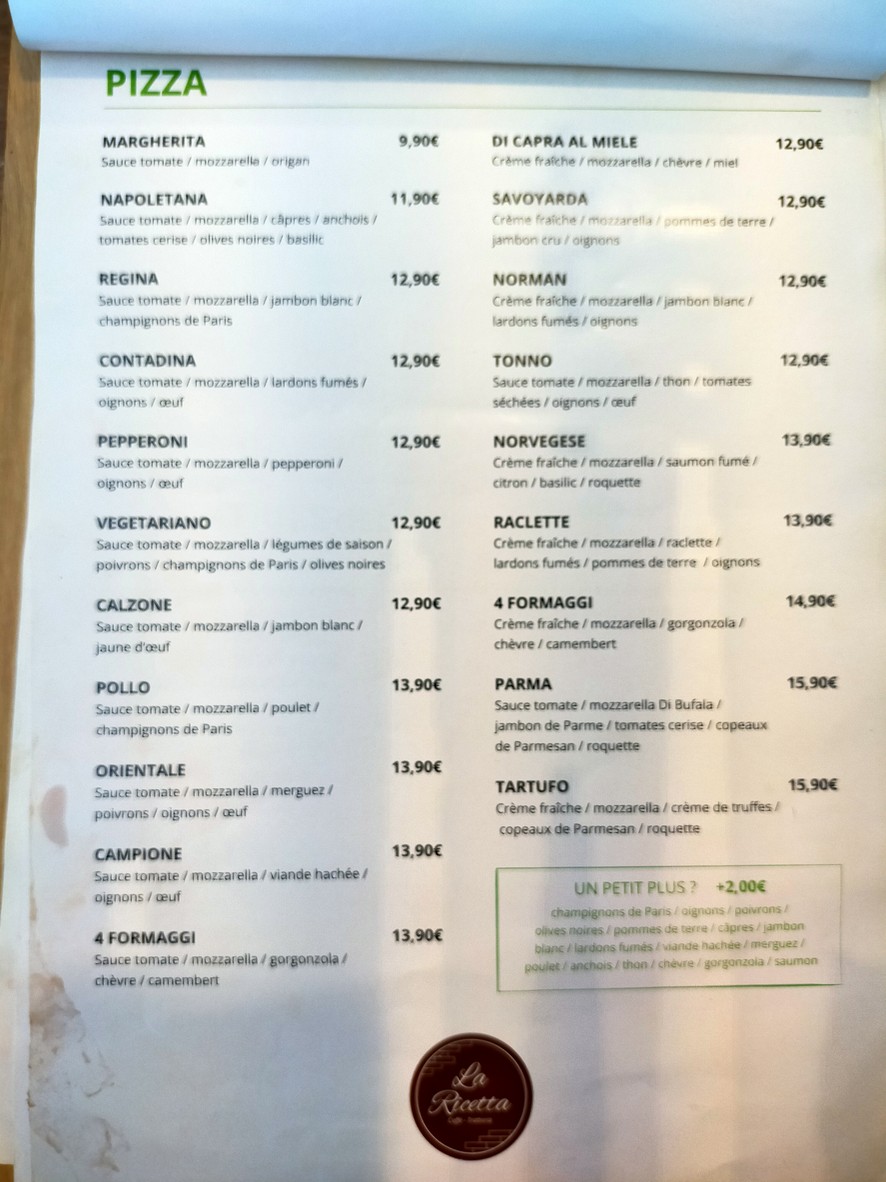La Ricetta menu 3