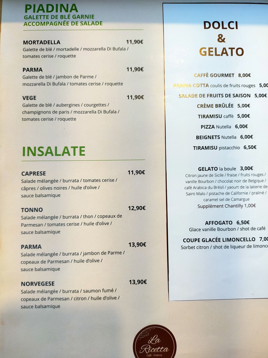La Ricetta menu 4