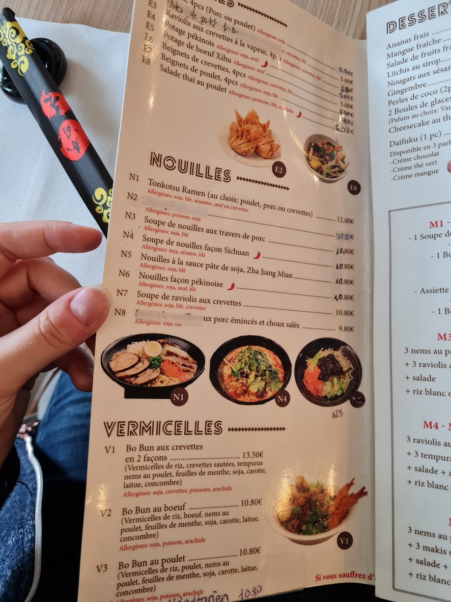 Le Florissant - Restaurant Asiatique Paris 14 menu 1