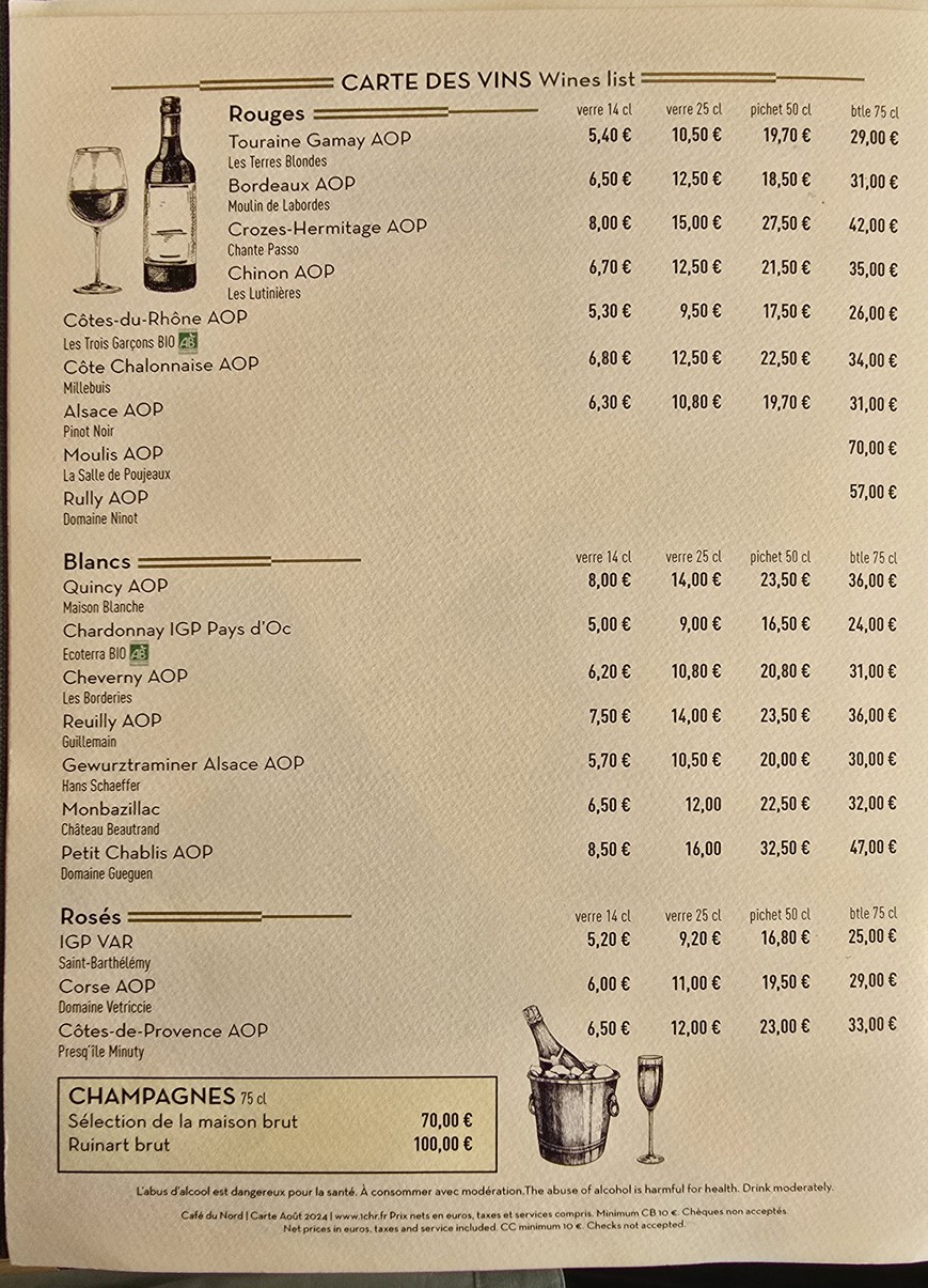 Café du Nord menu 2