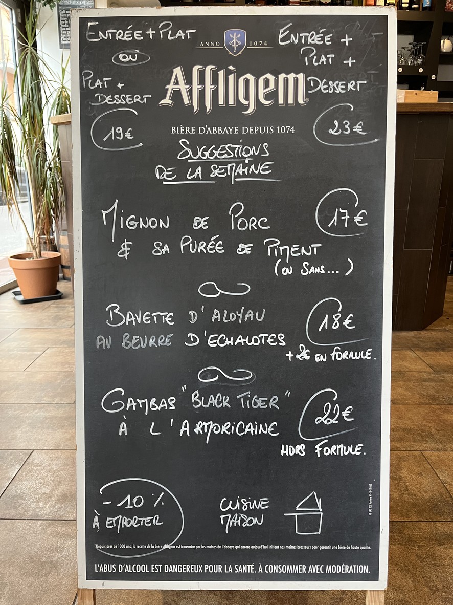 Le QG Levallois menu 1