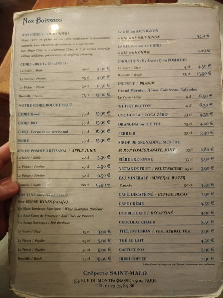 Crêperie Saint-Malo menu 2
