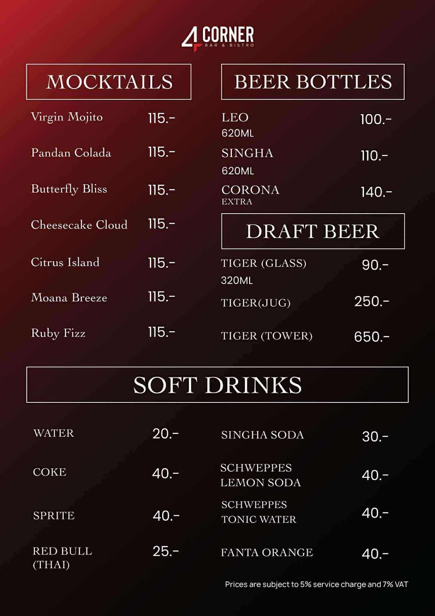 4Corner Bar & Restaurant menu 4