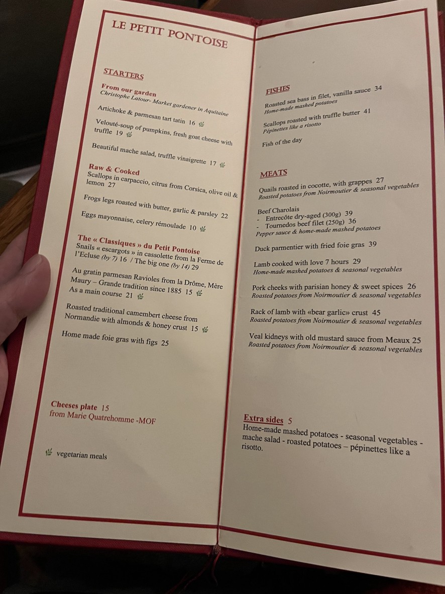 Le Petit Pontoise menu 1