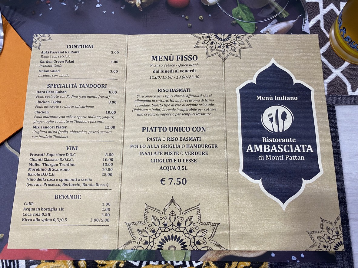 Ristorante Indiano Ambasciata menu 1