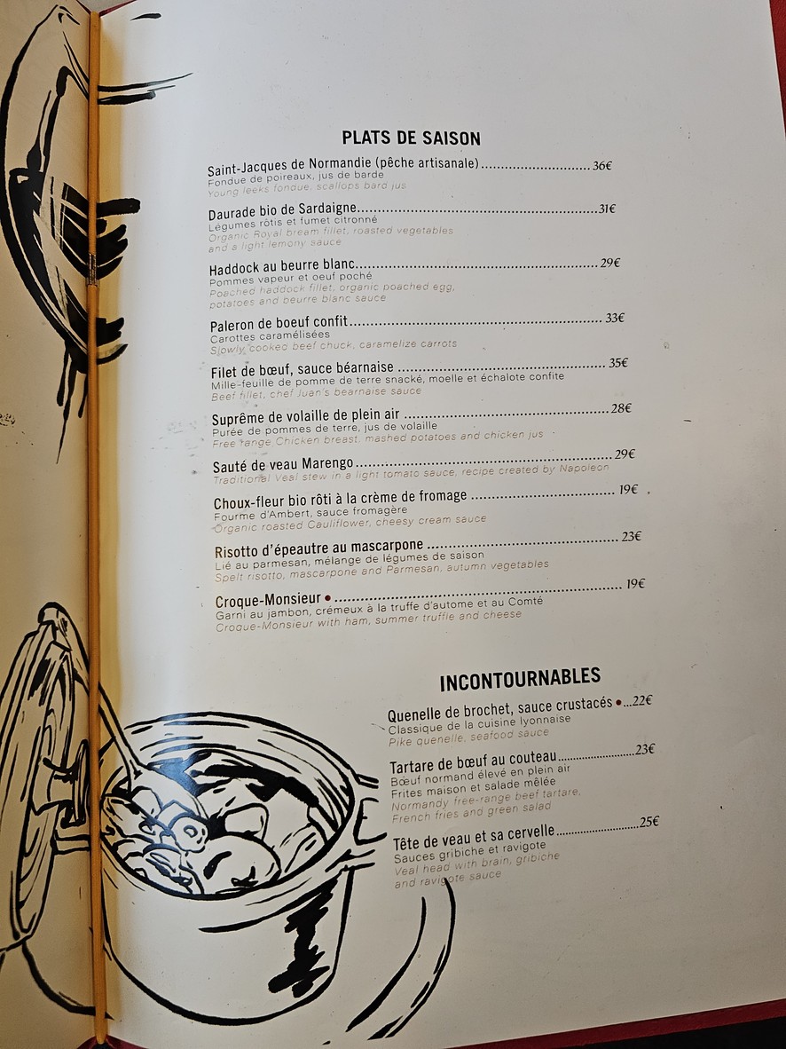 Au Petit Riche menu 2