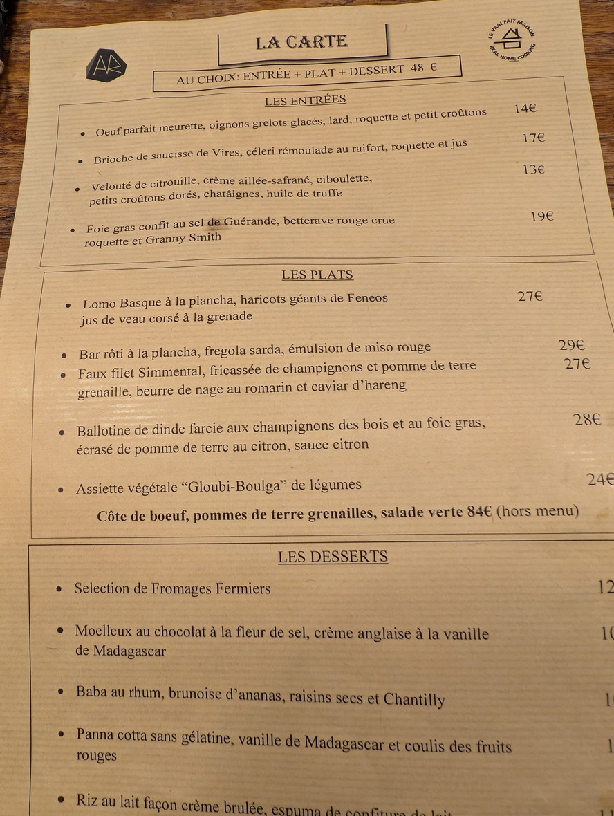 L'Atelier Ramey menu 1