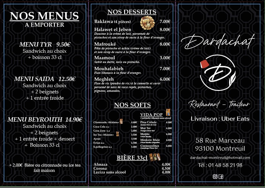 Dardachat Montreuil menu 2