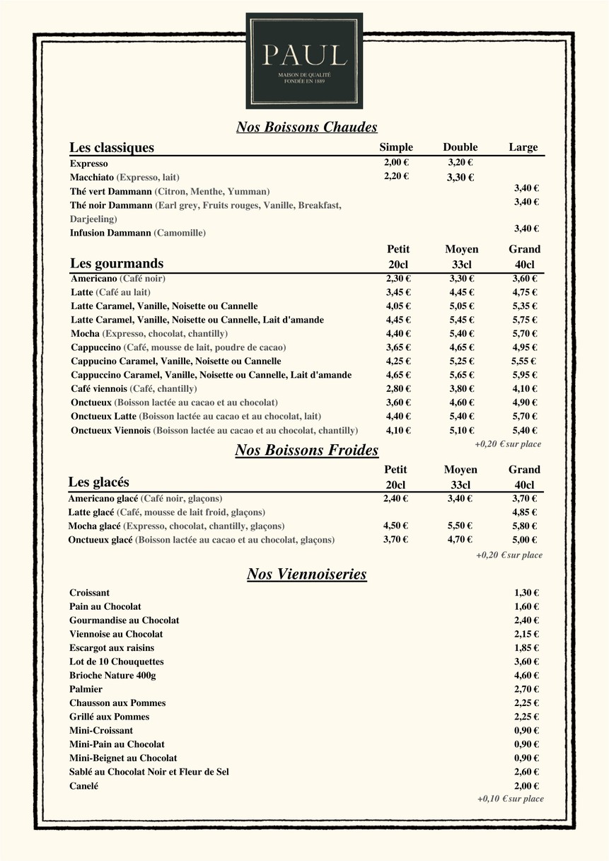 PAUL menu 2