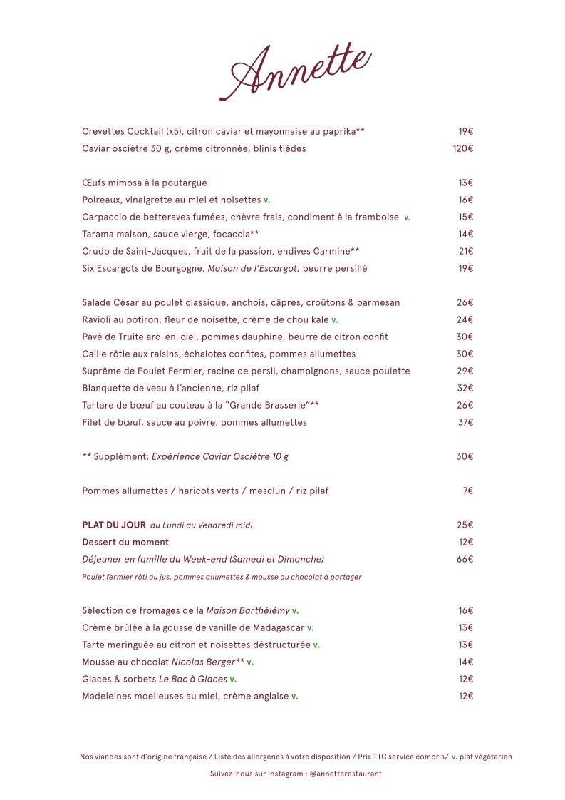 Annette menu 1