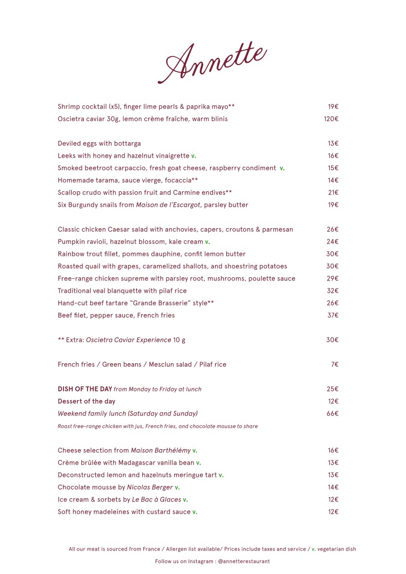 Annette menu 2