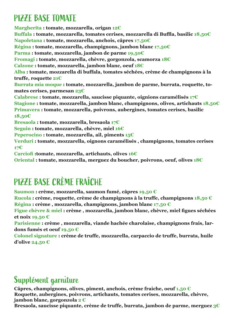 Le Colonel menu 2