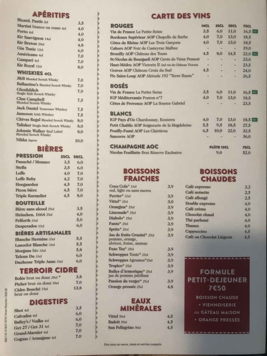 Brasserie L'Escale ( Nanterre-Préfecture) menu 2