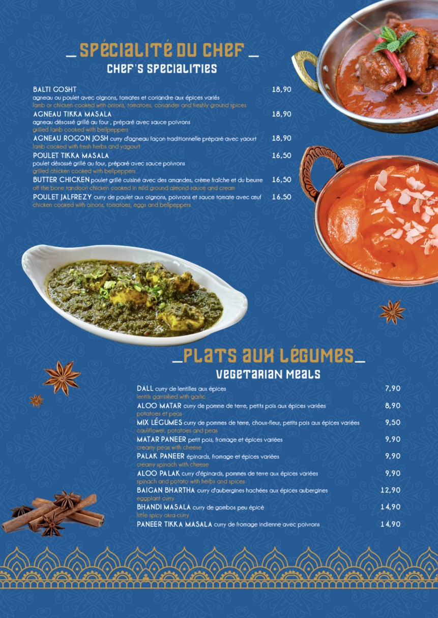 DAWAAT - Restaurant Indien Paris 10 menu 3