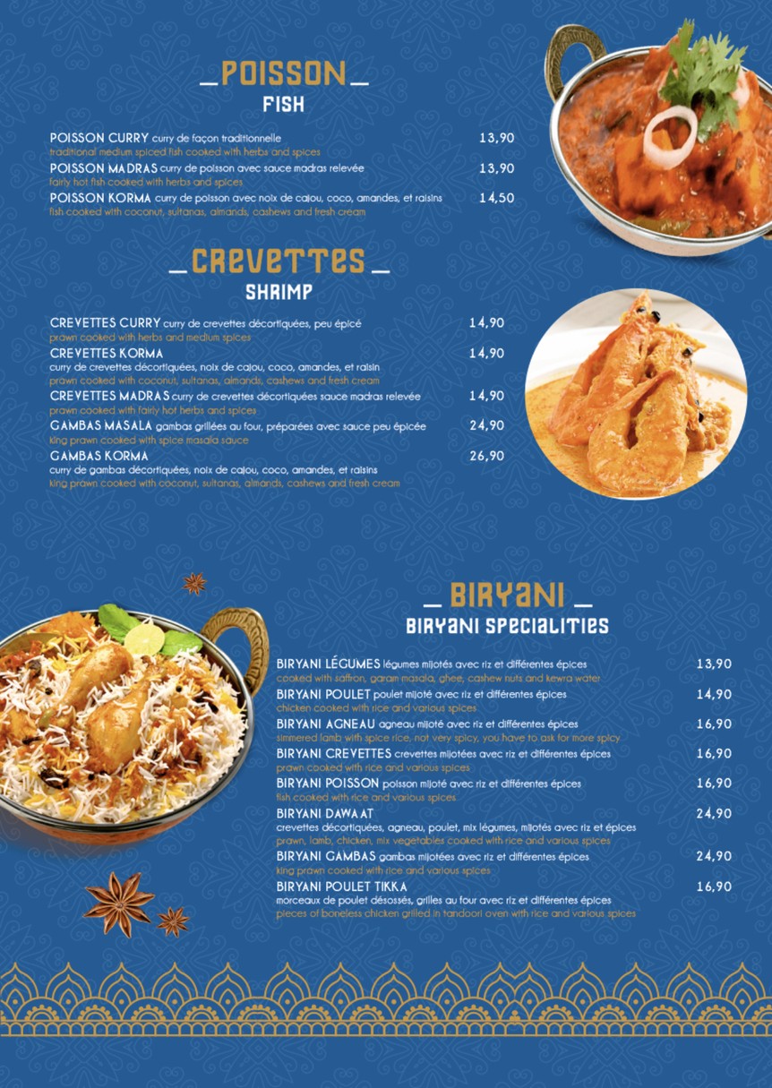 DAWAAT - Restaurant Indien Paris 10 menu 4