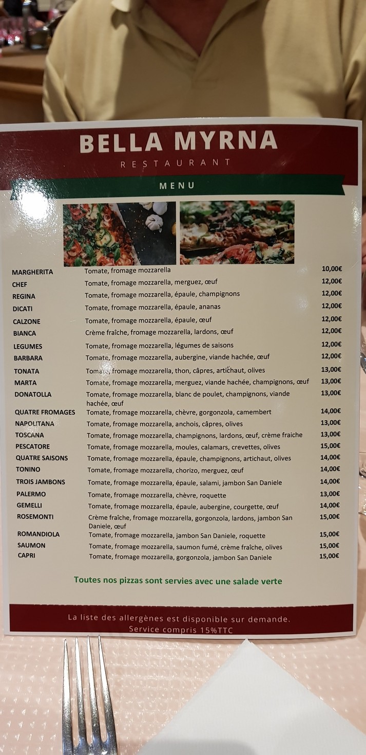 Bella Myrna menu 1