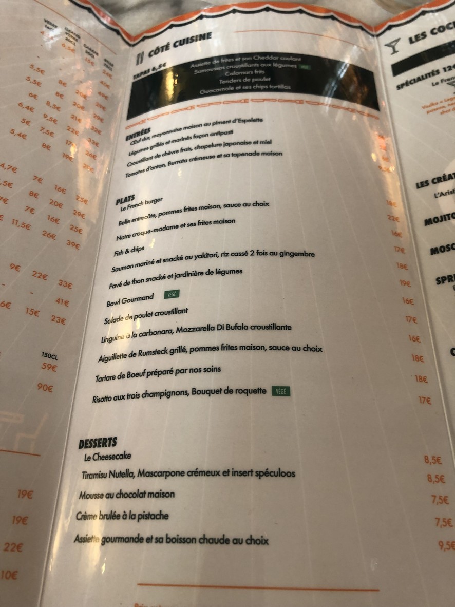 BRASSERIE LA CHOUETTE menu 1