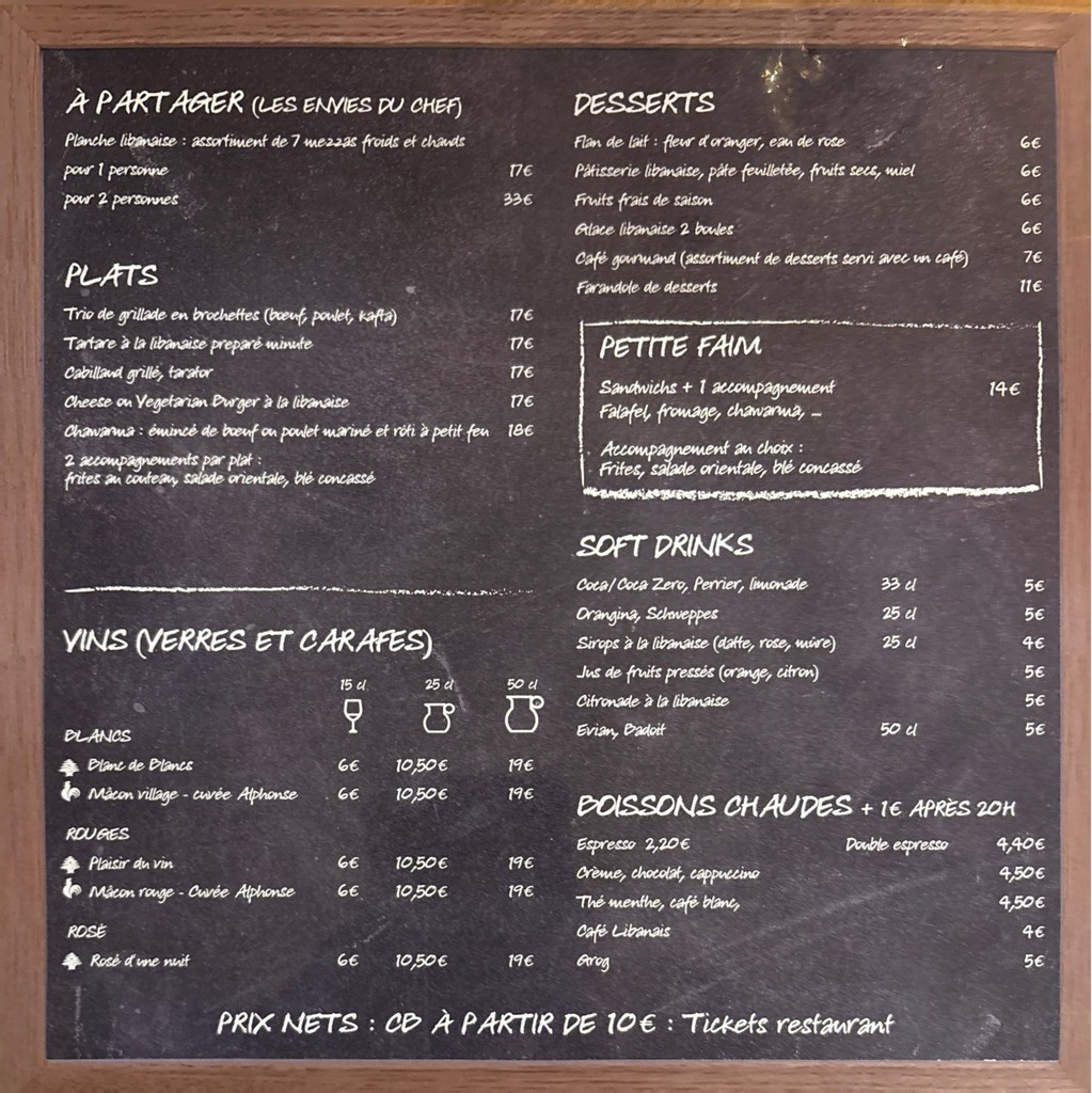 Bistrot Beyrouth menu 2