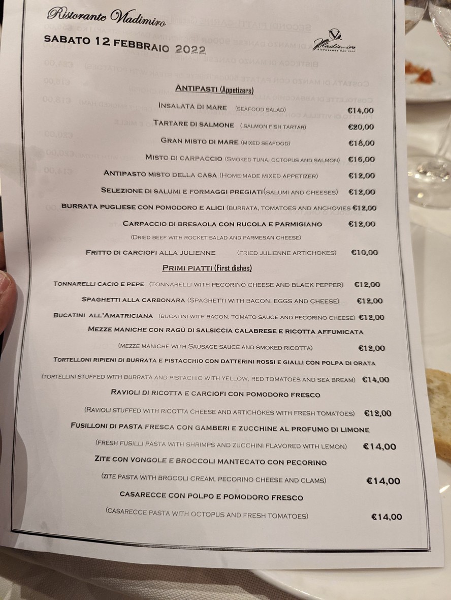 Vladimiro menu 1