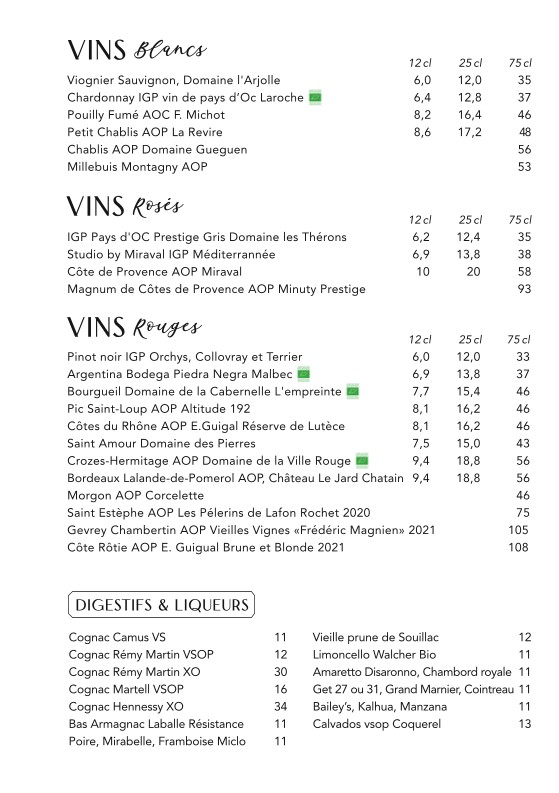 Le Standard Rive Gauche menu 4