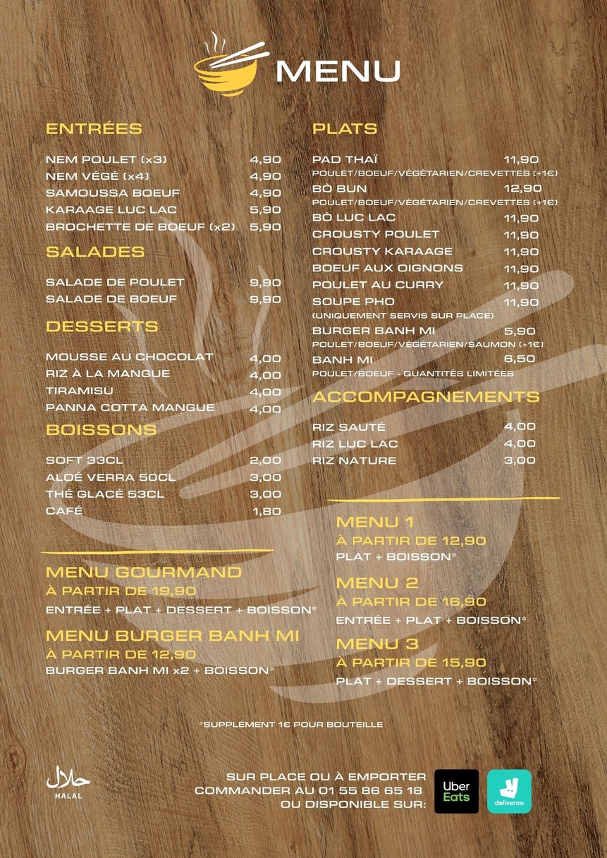 Luc Lac - Montreuil menu 1