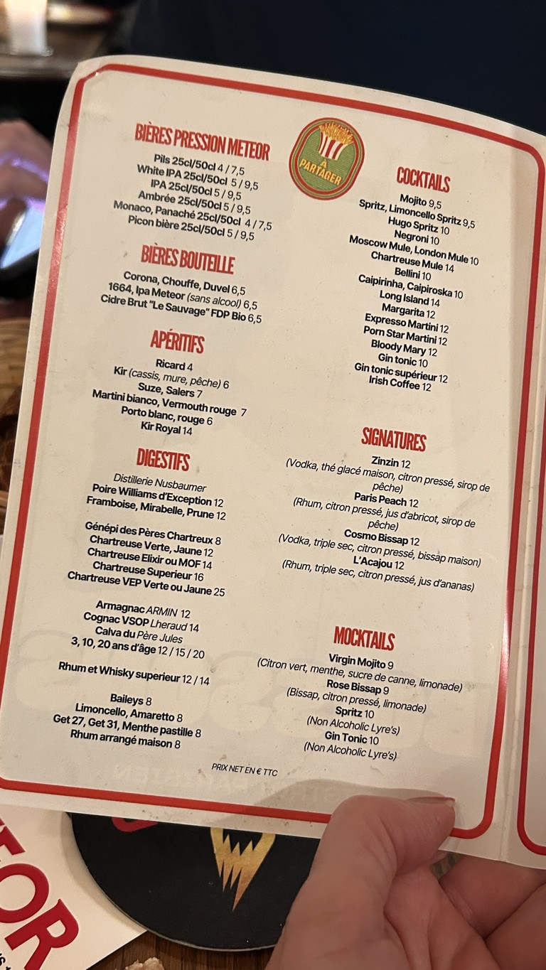 Les Parigots menu 2