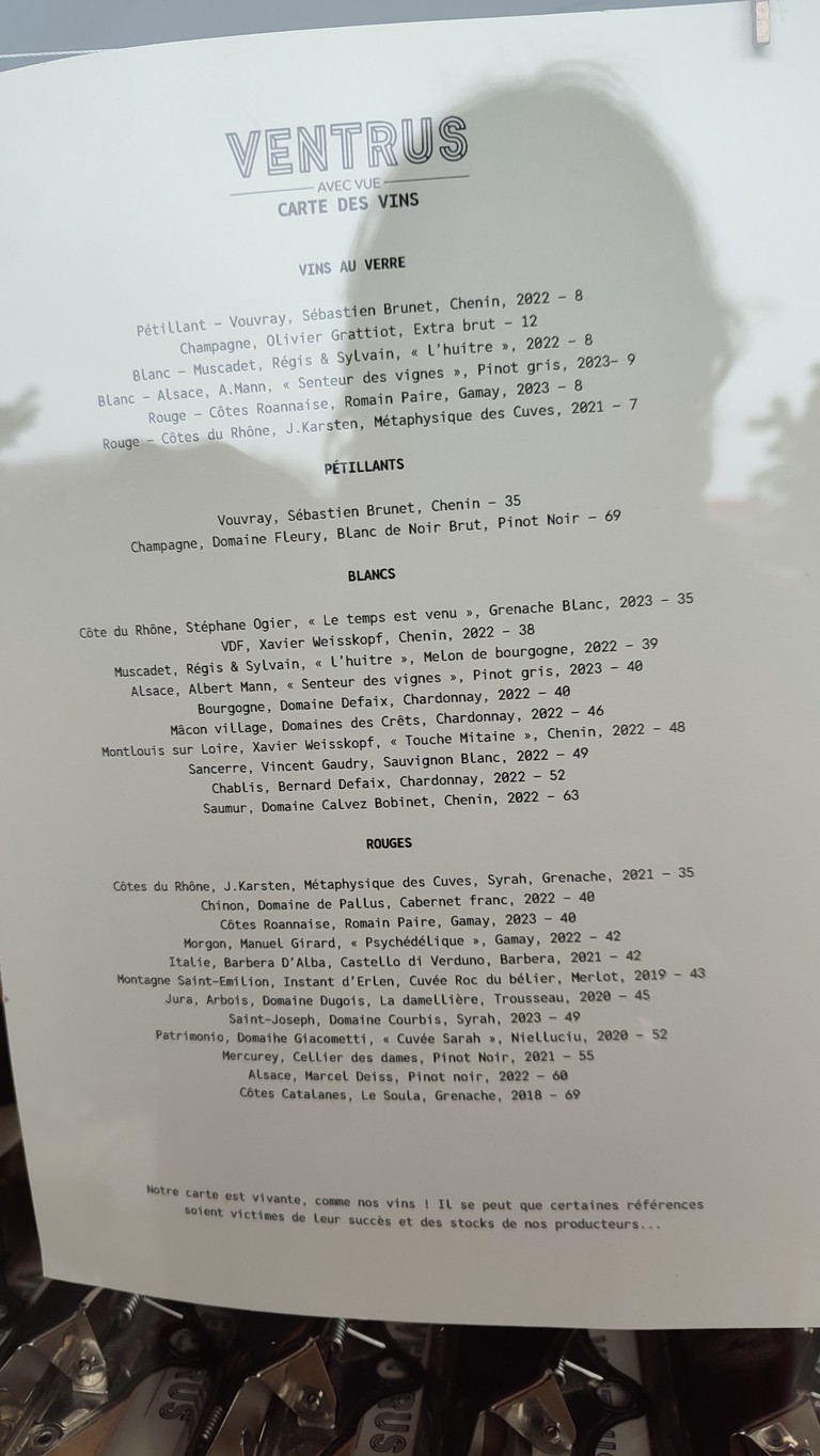 Restaurant Ventrus - Parc de La Villette menu 2