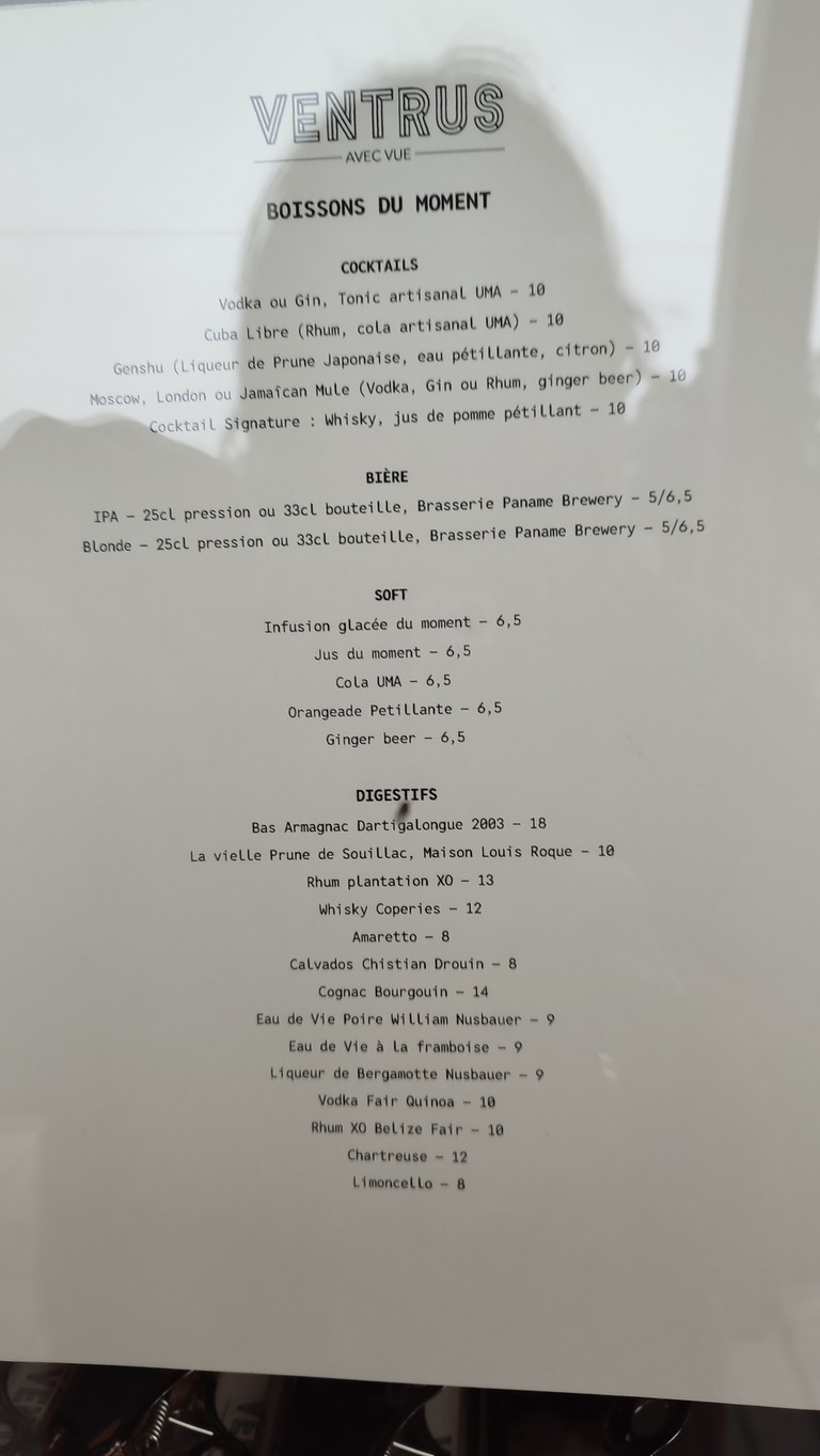 Restaurant Ventrus - Parc de La Villette menu 3
