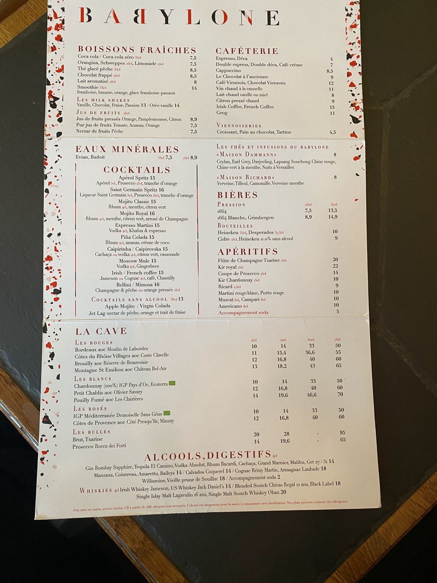 Le Babylone menu 2