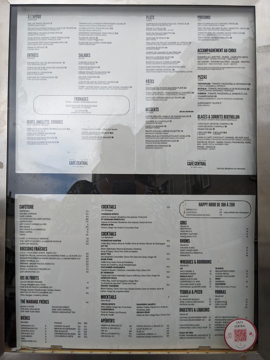 Le Central menu 1