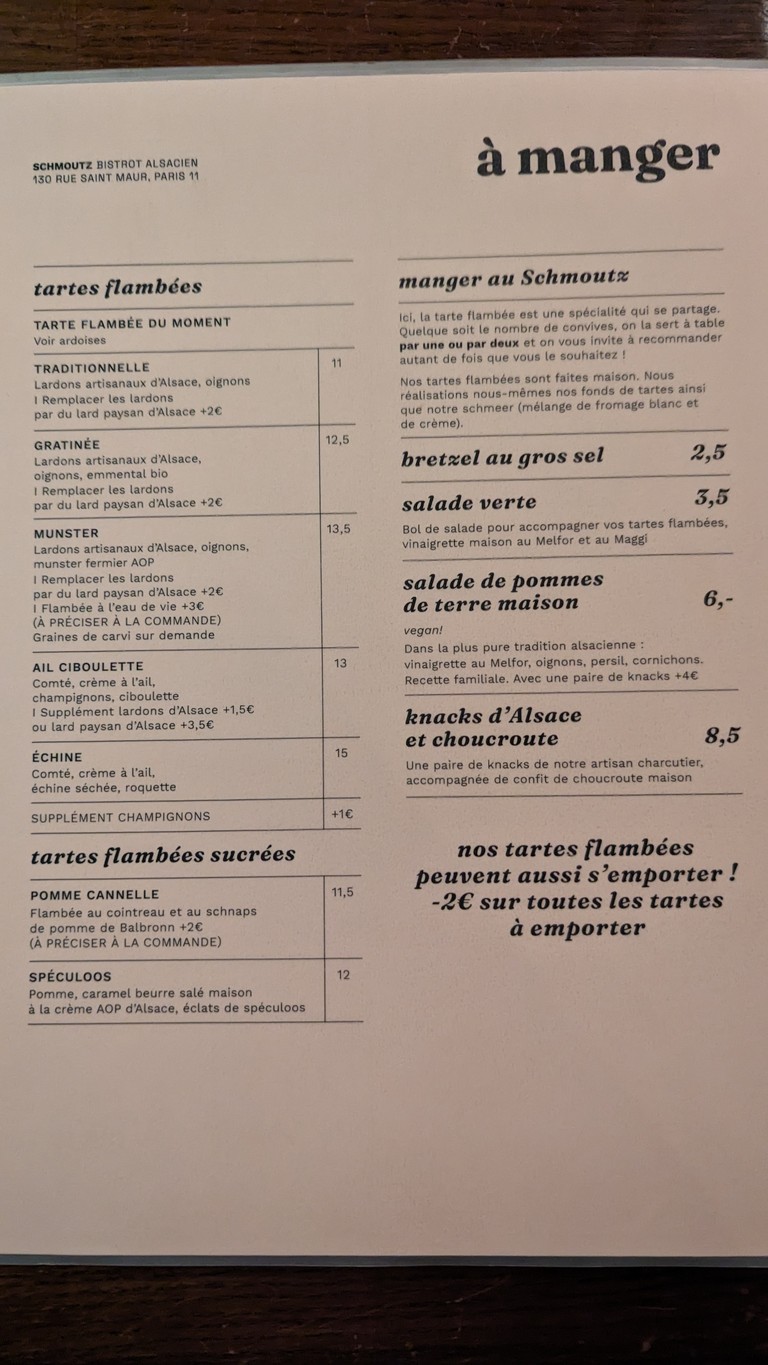 SCHMOUTZ menu 1