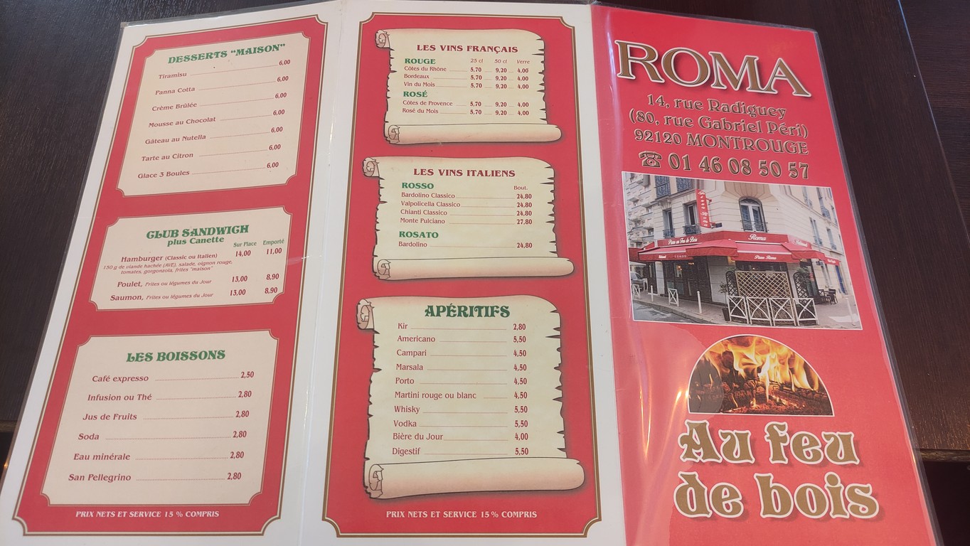 Pizza Roma menu 1