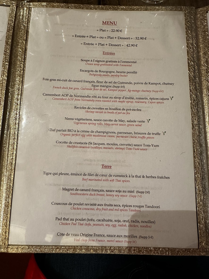 La Boussole menu 1