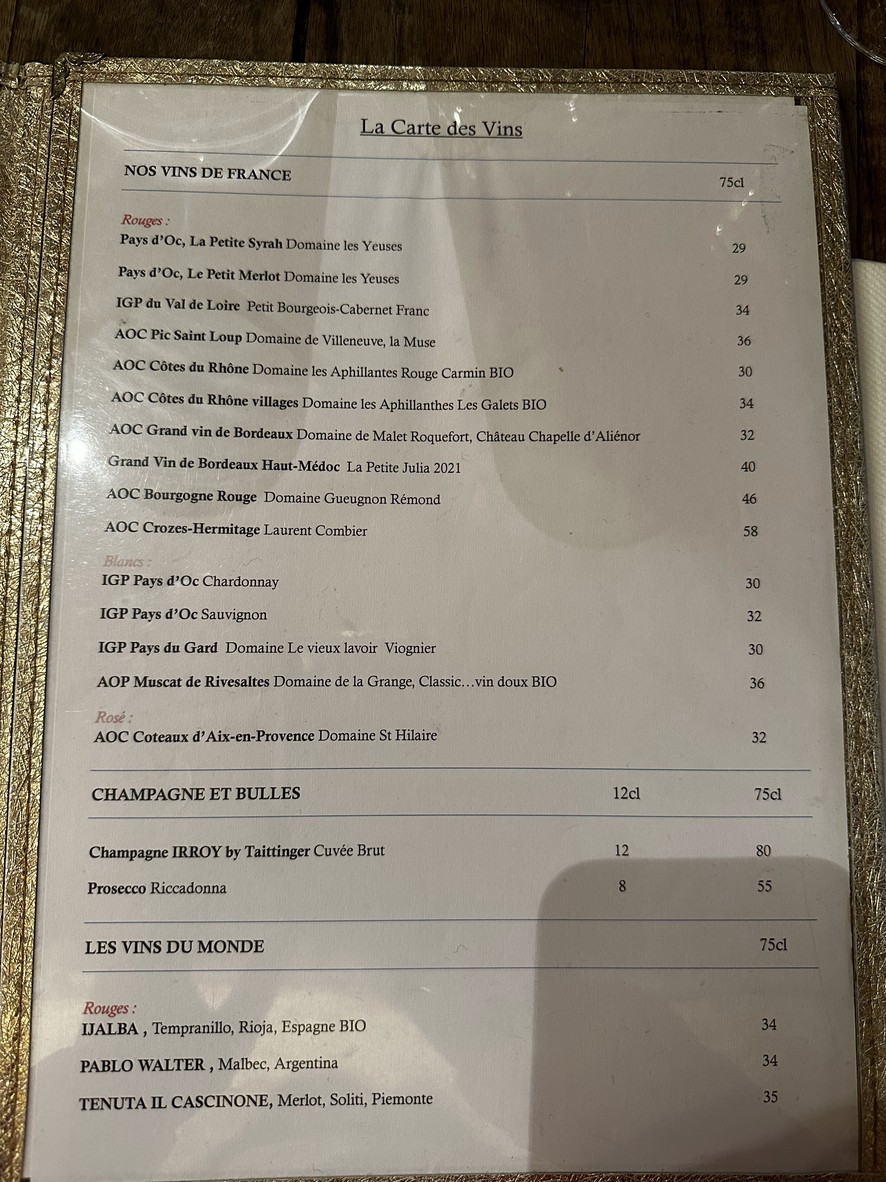 La Boussole menu 2