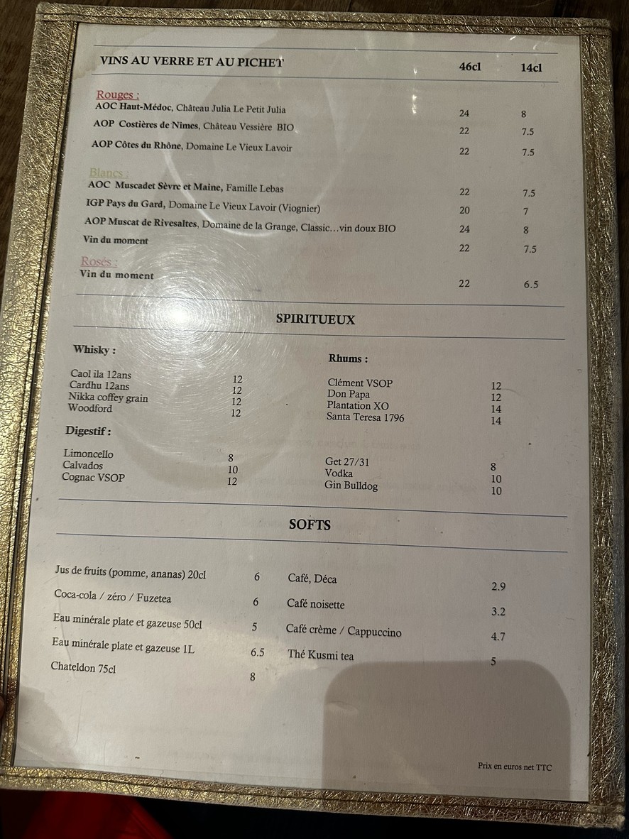 La Boussole menu 3